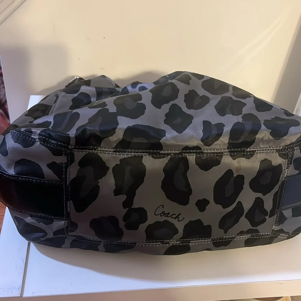 COACH MAGGIE OCELOT SATEEN LEOPARD HOBO BAG 15772